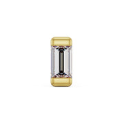 14k yellow gold large baguette diamond threadless end, front view showing elongated step-cut diamond detail