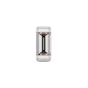 14k white gold large baguette diamond threadless push pin end, front view with bright step-cut diamond