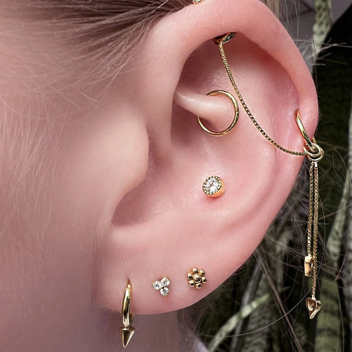 Teeny Gold Flower and Bee Piercing Stud Gift Set