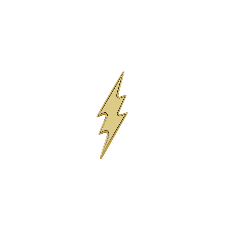 14k yellow gold 8mm lightning bolt threadless charm end, front-facing view, no post attached
