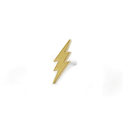 14k yellow gold lightning bolt threadless stud end, 8mm, angled view showing pushpin post