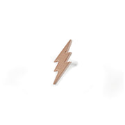 14k rose gold lightning bolt threadless stud end, 8mm, angled view showing warm pink gold tone