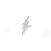 14k white gold lightning bolt piercing stud end, 8mm, angled product view with pushpin post visible