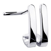 14K white gold faux double hoop nose ring front view showing polished twin half-hoop stud design