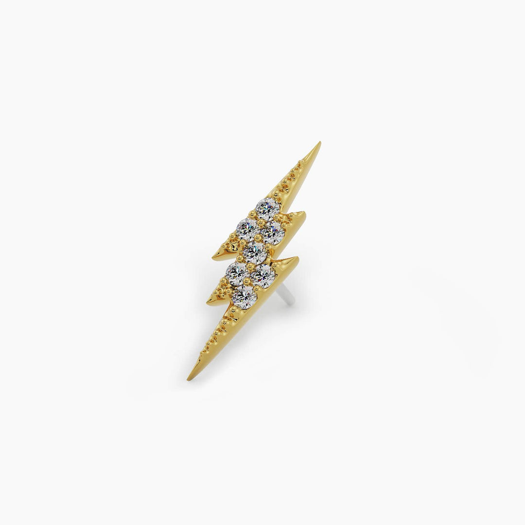 Diamond Lightning Bolt Piercing Stud End