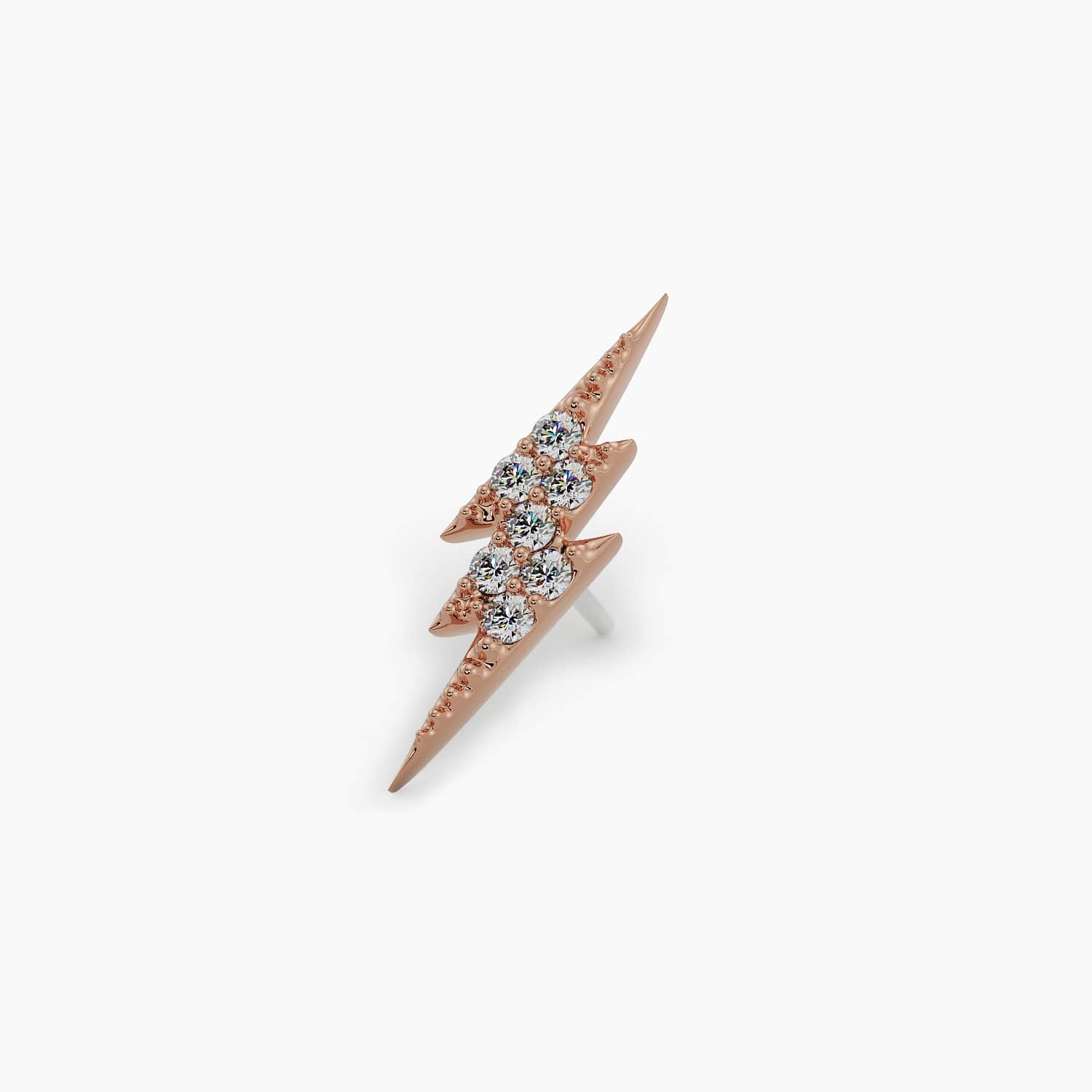 Diamond Lightning Bolt Piercing Stud End