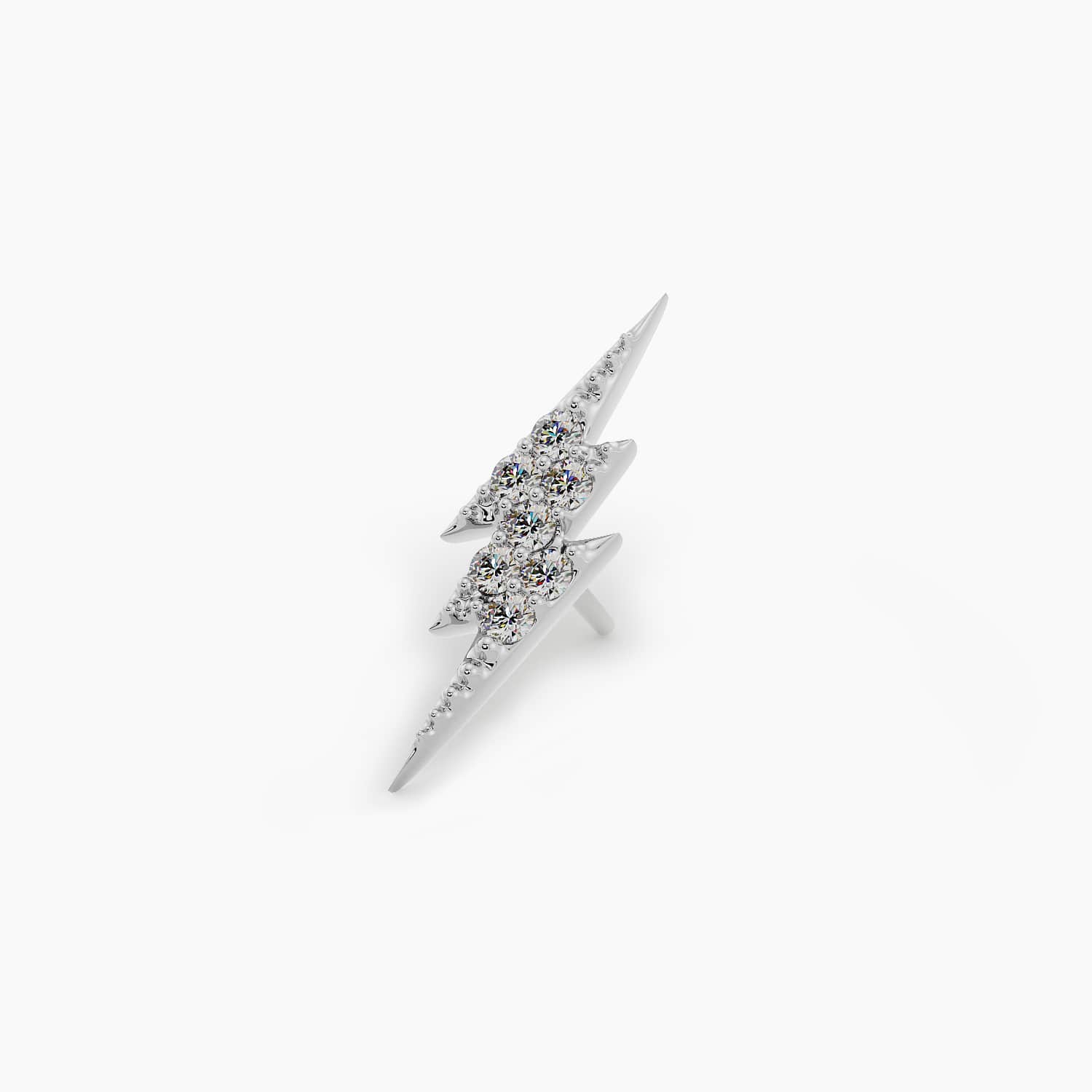 Diamond Lightning Bolt Piercing Stud End