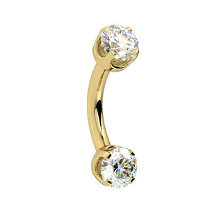 Cubic Zirconia Prong-Set Curved Barbell