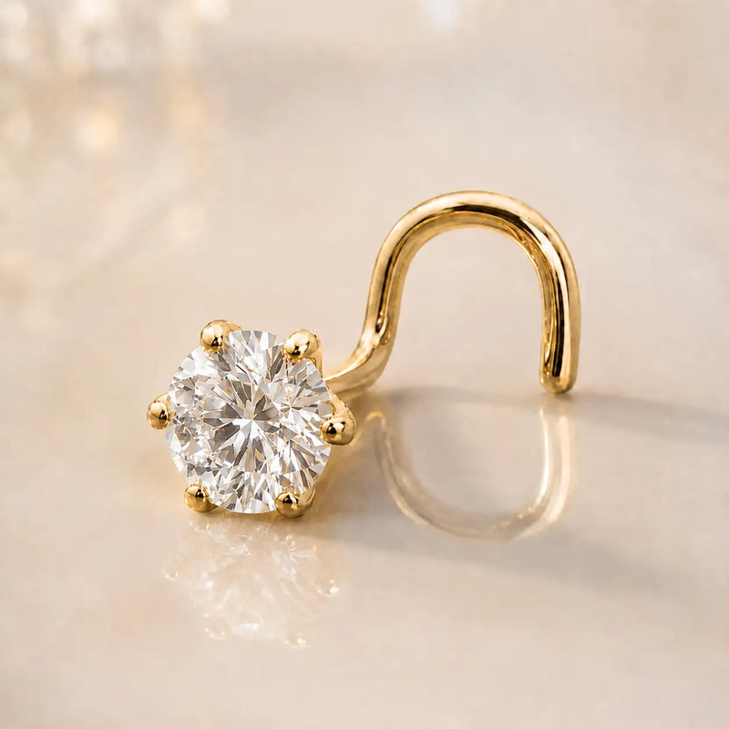 4mm Astra Diamond Nose Ring in Yellow Gold