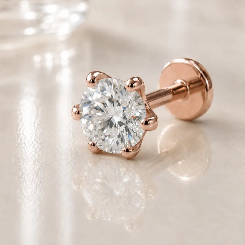 4mm Astra Diamond Flat Back Stud in 14k Rose Gold