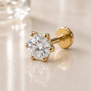 4mm Astra Diamond Flat Back Stud in 14k Yellow Gold