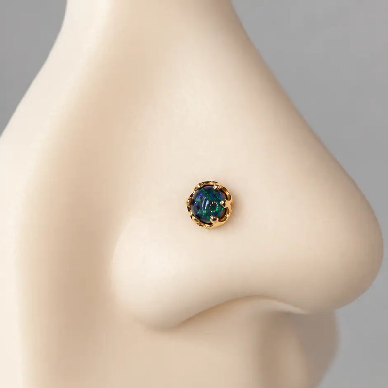 Reina Black Opal Flat Back Stud