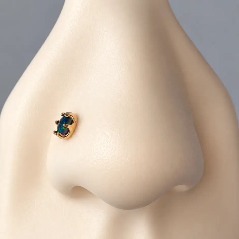 Reina Black Opal Flat Back Stud