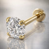 14k yellow gold 4mm diamond flat back labret with martini prong setting, angled product shot