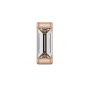 14k rose gold extra-large baguette diamond threadless push pin end, front view showing wide rose gold bar