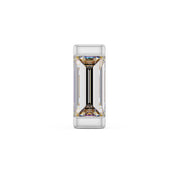 14k white gold extra-large baguette diamond push pin end, front view showing bold step-cut diamond sparkle