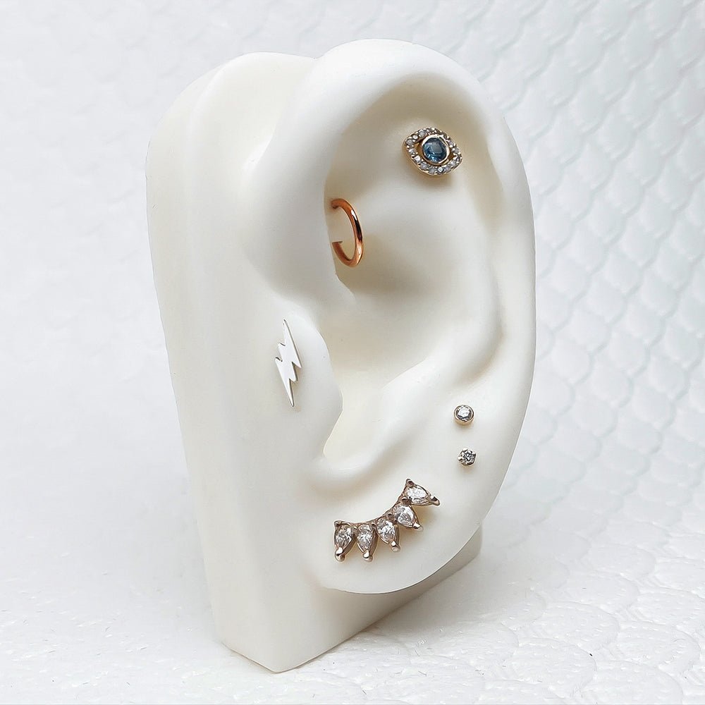 2.5mm CZ Bezel-Set 14k Gold Labret Tragus Cartilage Flat Back Earring-14K Yellow Gold   18G   5 16