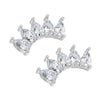 Pair of 14k white gold five pear-cut white sapphire crescent climber earrings, pair view