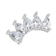 14k white gold five pear-cut white sapphire crescent climber earring, angled side view