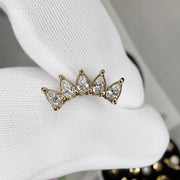 White Sapphire 5 Pear Crescent Climber 14k Gold Earring