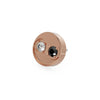 14k rose gold yin yang piercing stud end with prong-set black and white diamonds, angled view