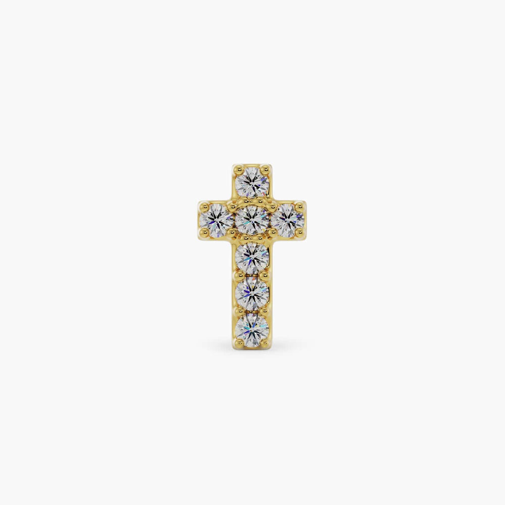 5mm Diamond Cross Piercing Stud