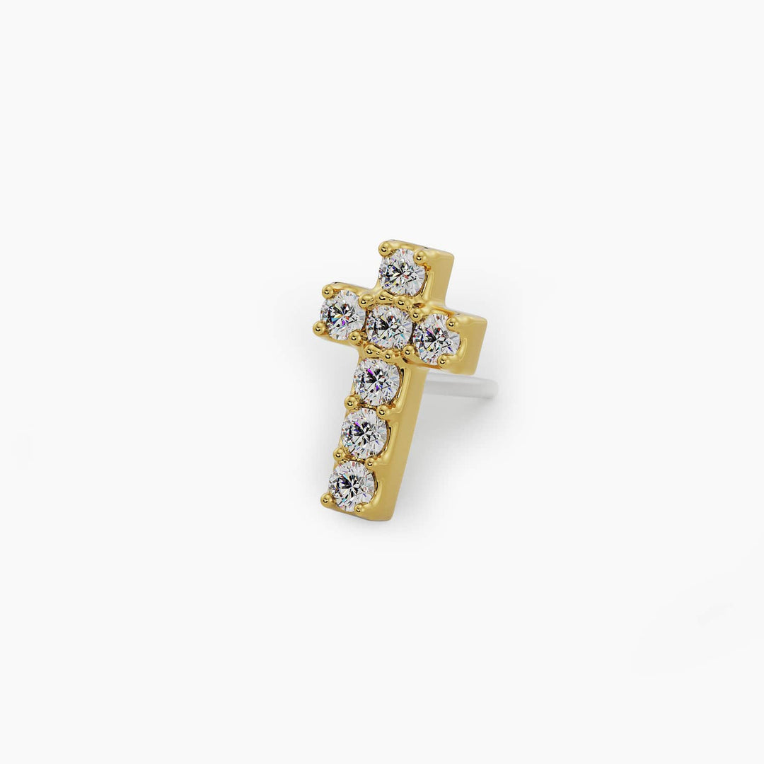 5mm Diamond Cross Piercing Stud