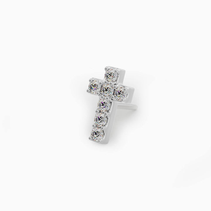 5mm Diamond Cross Piercing Stud