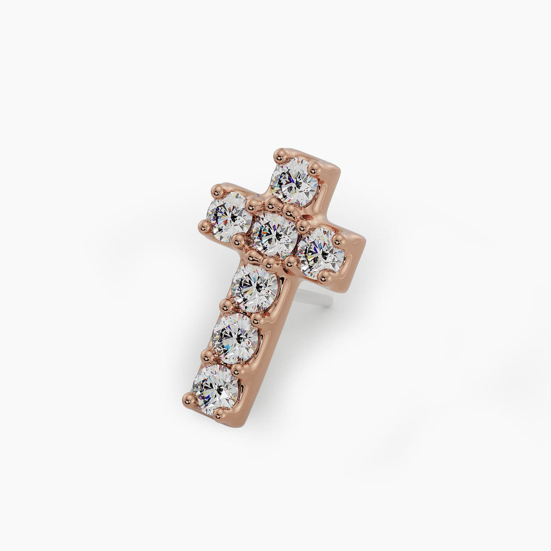 8mm Diamond Cross Piercing Stud
