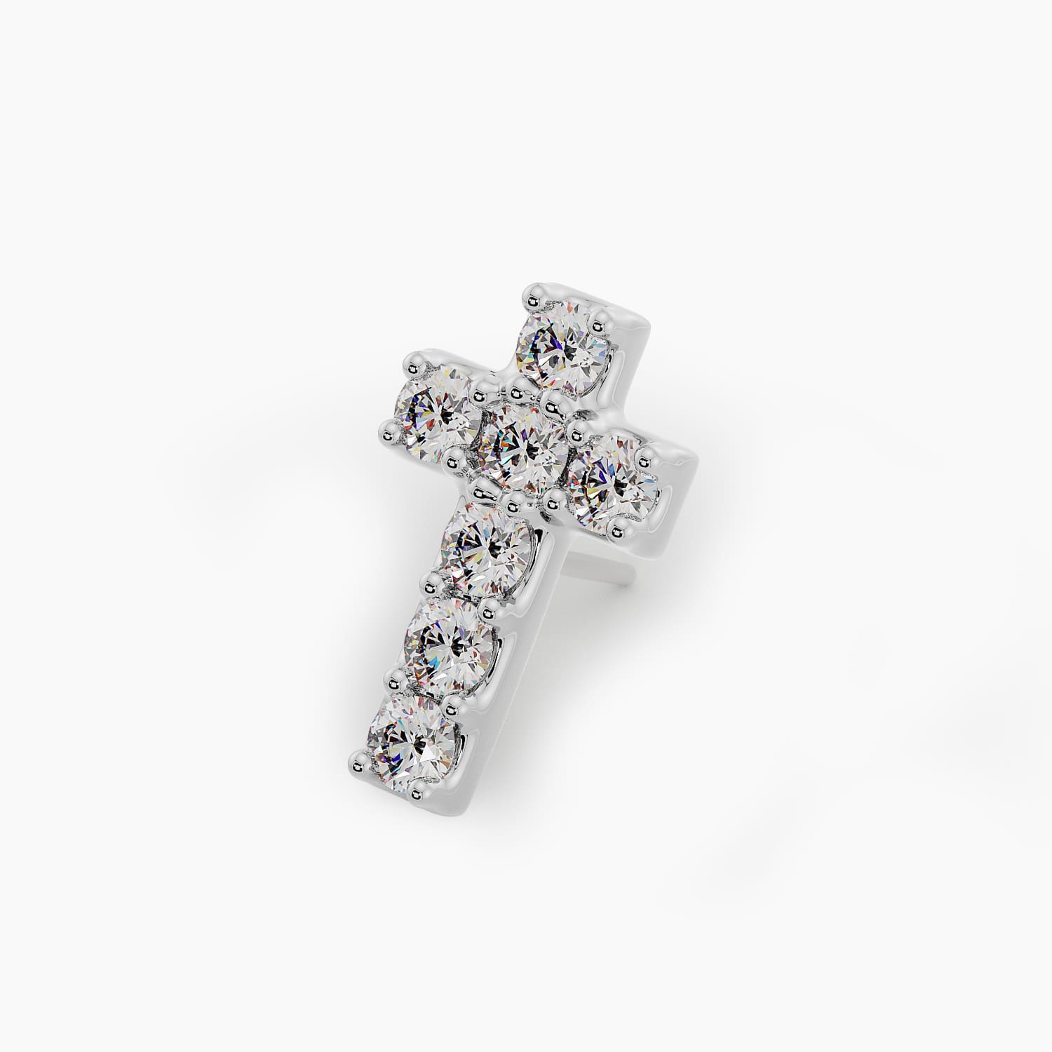 8mm Diamond Cross Piercing Stud