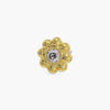 14k yellow gold diamond blossom threadless stud end, angled view showing bezel-set diamond center
