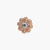 14k rose gold diamond blossom threadless stud end, angled view with bezel-set diamond center