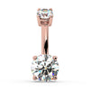 14k rose gold .95 CTW diamond navel ring with round brilliant diamonds in four-prong settings, front view
