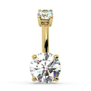 14k yellow gold 1.45 CTW diamond navel ring with prong-set diamonds, straight front view