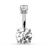 14k white gold diamond belly ring with 7mm round brilliant diamond, front view