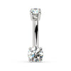 14k white gold diamond belly ring with 3mm top and 4mm bottom round diamonds, front view