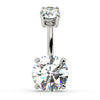 14k white gold GIA diamond navel ring with 9mm round brilliant VS1 diamond, front view