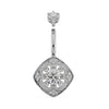 14k white gold Fleur de Chance belly ring disassembled, showing threaded barbell and CZ charm separately