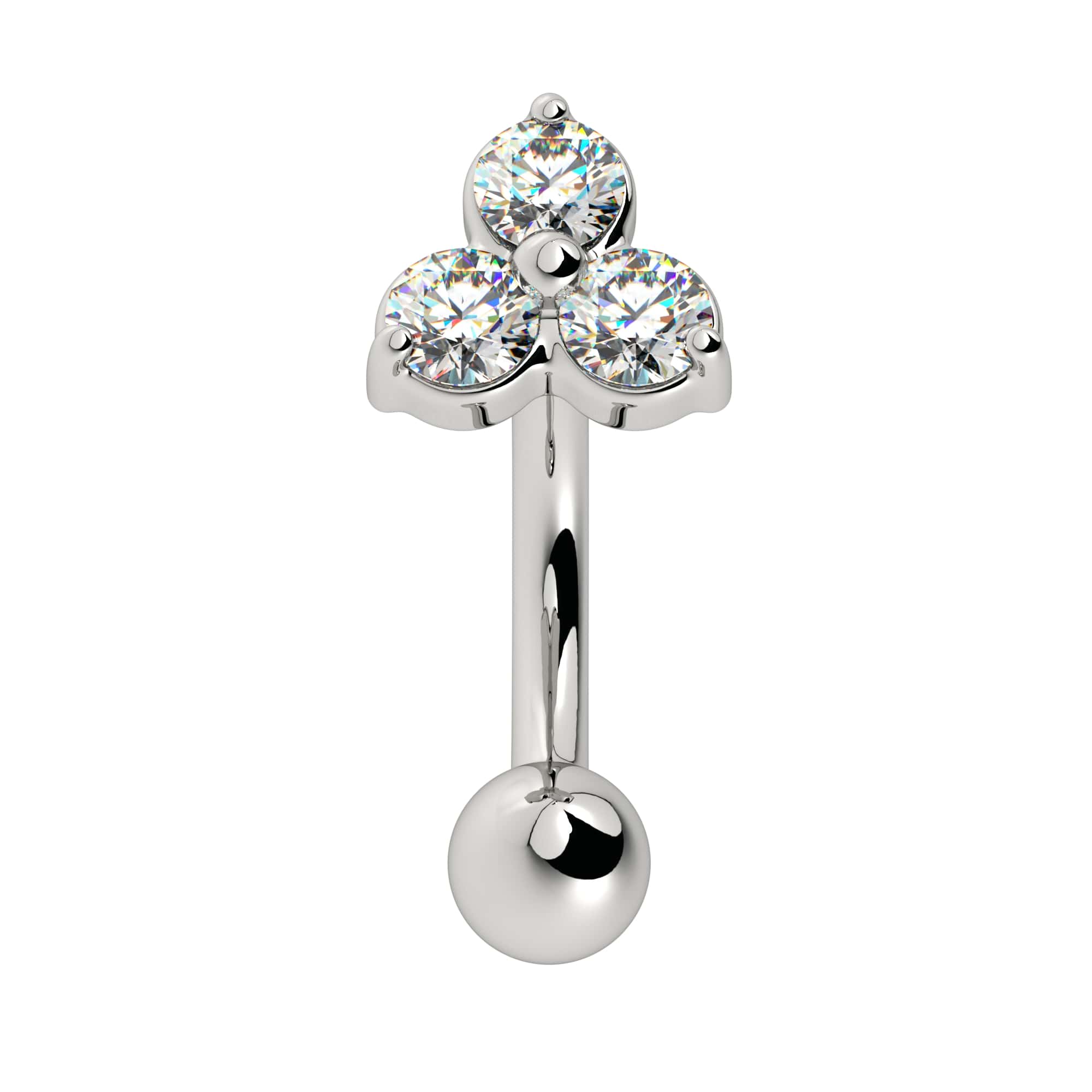 Trinity Gem Curved Barbell - Rook & Eyebrow Piercing – FreshTrends