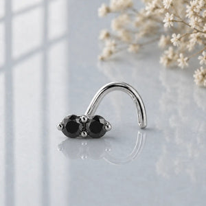 Diamond nose ring in solid 14k gold - for nostril piercings