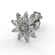 White gold flower shaped earring with diamonds