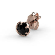 Reina Rose Cut Black Diamond Stud Earring in 14K Rose Gold with crown-set Rose Cut Black Diamond - for the lobe