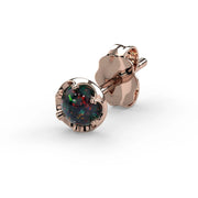 Reina Black Opal Stud Earring in 14K Rose Gold with crown-set Black Opal - for the lobe