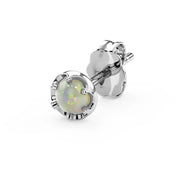 Reina Ethiopian Opal Stud Earring in 14K White Gold with crown-set Ethiopian Opal - for the lobe