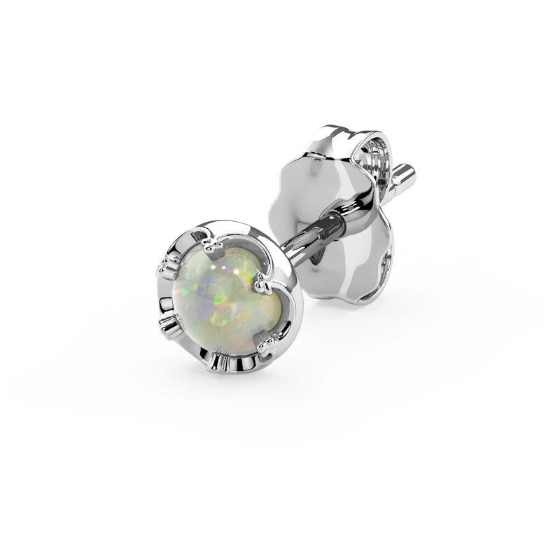 Reina Ethiopian Opal Stud Earring in 14K White Gold with crown-set Ethiopian Opal - for the lobe