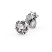 Reina Rose Cut Diamond Stud Earring in 14K White Gold with crown-set Rose Cut Diamond - for the lobe