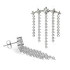 14K white gold Evenfall earring shown from front and side, revealing push-back post and layered chain dangle