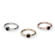 Black diamond Perlagé fixed bead ring in all three metal options: white gold, yellow gold, and rose gold