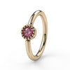 14k yellow gold pink diamond Perlagé fixed bead ring with milgrain bezel, angled side view