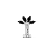 14k white gold marquise fan floating belly ring with black diamond marquise stones, front view